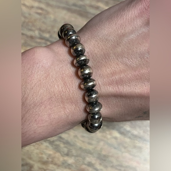 American West Jewelry - American West Carolyn Pollack Sterling Silver NavajoBeads Style Stretch Bracelet